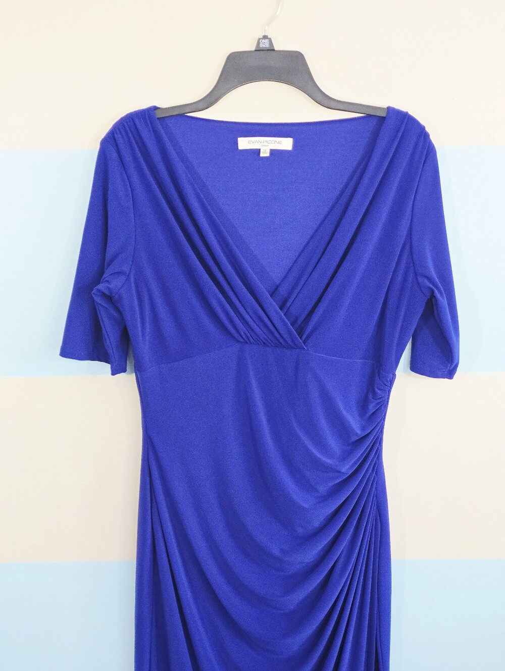 Evan Picone Cobalt Blue Faux-Wrap Midi Dress - Picture 3 of 6